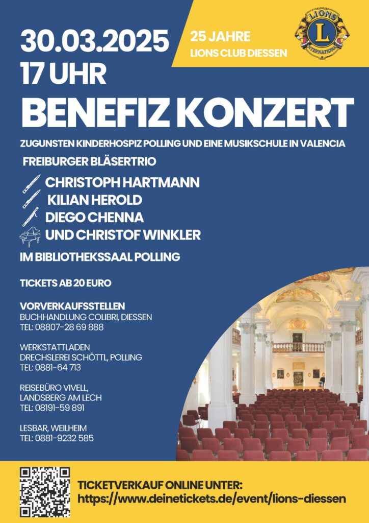Hospiz Polling - Hospizverein Pfaffenwinkel, Konzertplakat mit Saalabbildung.