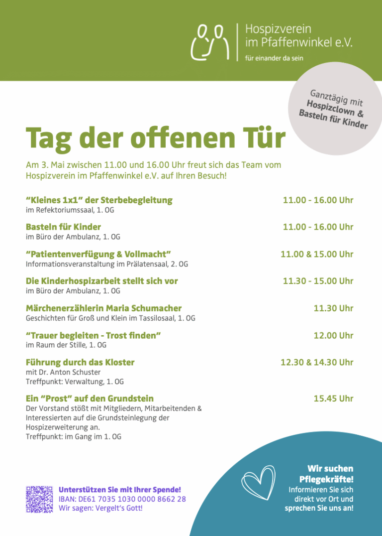 Flyer für Tag der offenen Tür, Hospiz Polling - Hospizverein Pfaffenwinkel.