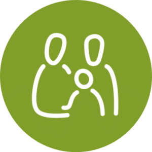 Hospiz Polling - Hospizverein Pfaffenwinkel: Familie als weiße Linie auf grün.