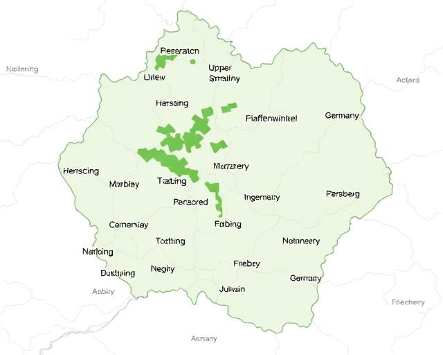 Hospiz Polling - Hospizverein Pfaffenwinkel: Karte mit eingezeichneten Orten und markiertem Bereich.