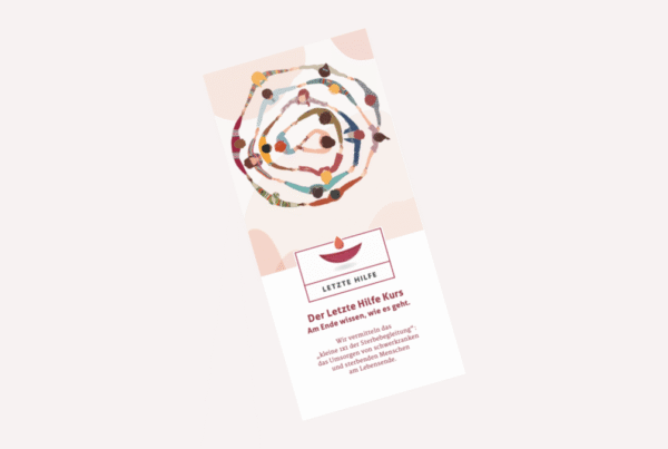 Hospiz Polling - Hospizverein Pfaffenwinkel Broschüre, Spiralillustration, Letzte Hilfe Kurs.
