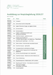 Termine Ausbildungszyklus ab Januar 2027